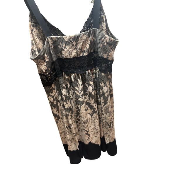 Soma Black Nude Lace Chemise Slip Dress Floral Lace Overlay Scalloped Hem Small - Picture 7 of 10